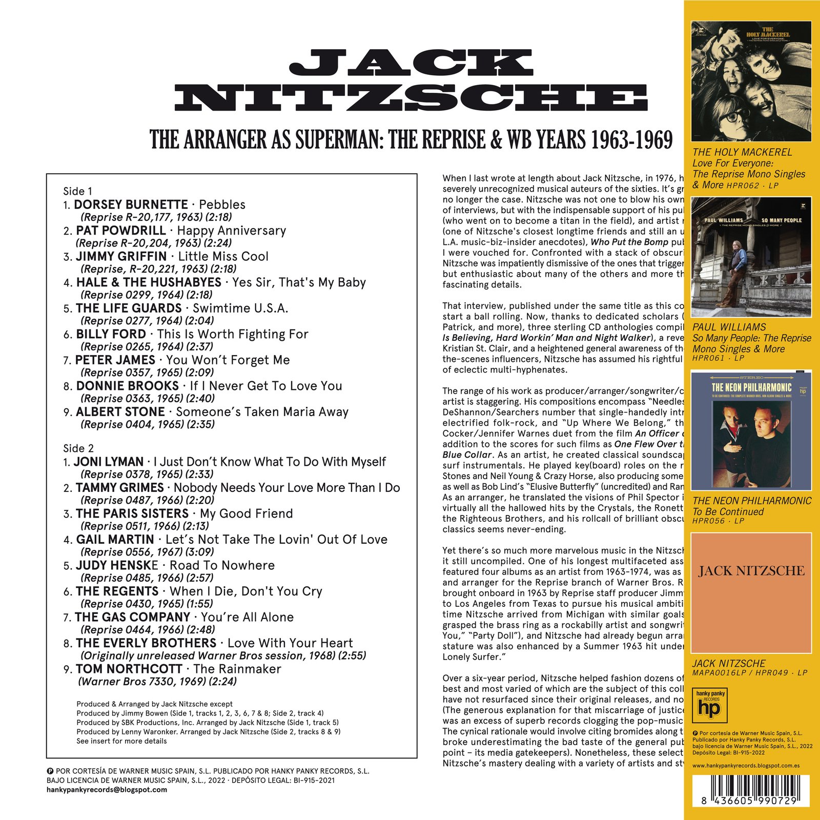 JACK NITZSCHE - The Arranger As Superman: The Reprise & WB Years